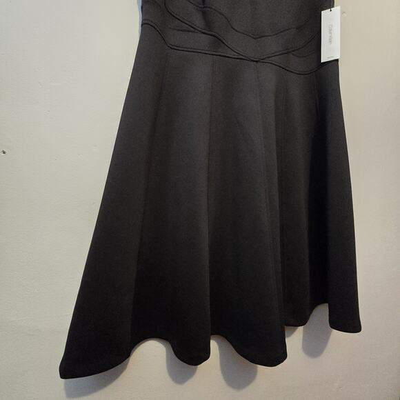 Calvin Klein NWT Fit & Flare Scuba Dress Womens 16W Black $139 Career Business - Picture 5 of 16